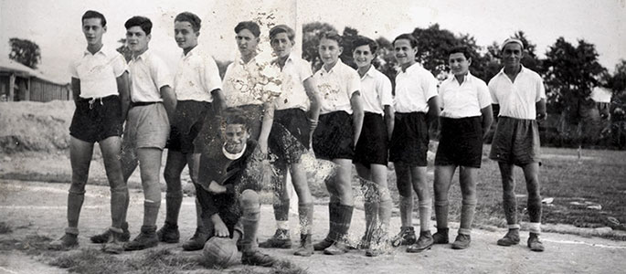 The soccer team of the Jewish youth in the Nováky forced labor camp, Slovakia The soccer team of the Jewish youth in the Nováky forced labor camp, Slovakia
