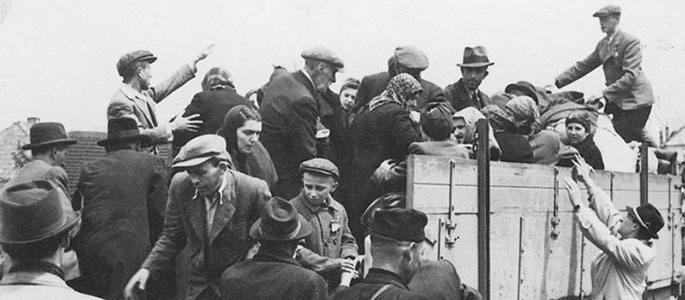 Jews and their personal effects on a truck, during deportation from Slovakia, 1942 Jews and their personal effects on a truck, during deportation from Slovakia, 1942