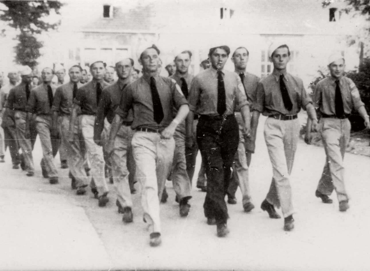 A demonstration by the Beitar movement, calling for unrestricted immigration to <em>Eretz Israel</em> – Leipheim, Germany, Postwar