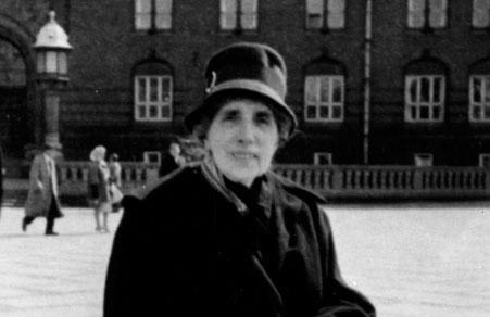 Cecilia Pels in the city square near City Hall. Copenhagen, Denmark