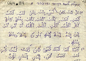 Excerpts from textbooks for the study of Arabic from the Theresienstadt ghetto