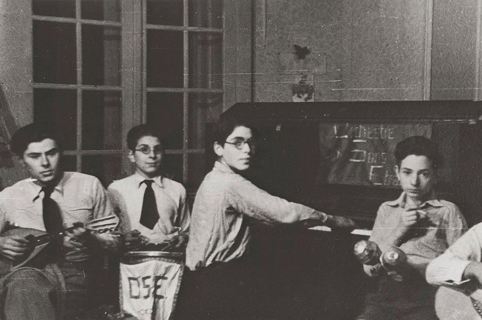 Members of the children's orchestra performing at the Château de Chabannes children's home, 1941