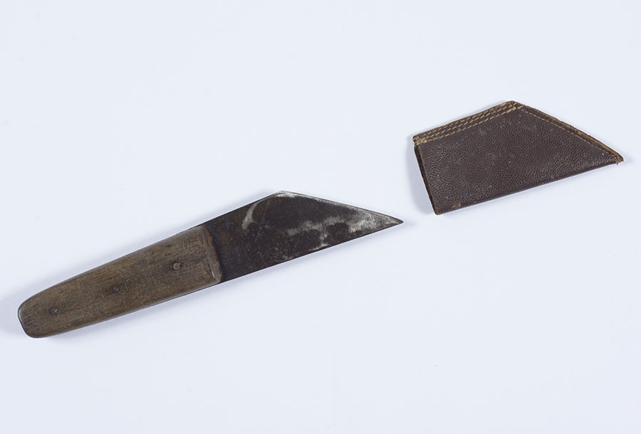 Leather-working tools and leather products made by the instructor Joseph Leon König and the boys Stephan Lewy and David König in the Chabannes children’s home, where they were hidden by the OSE
