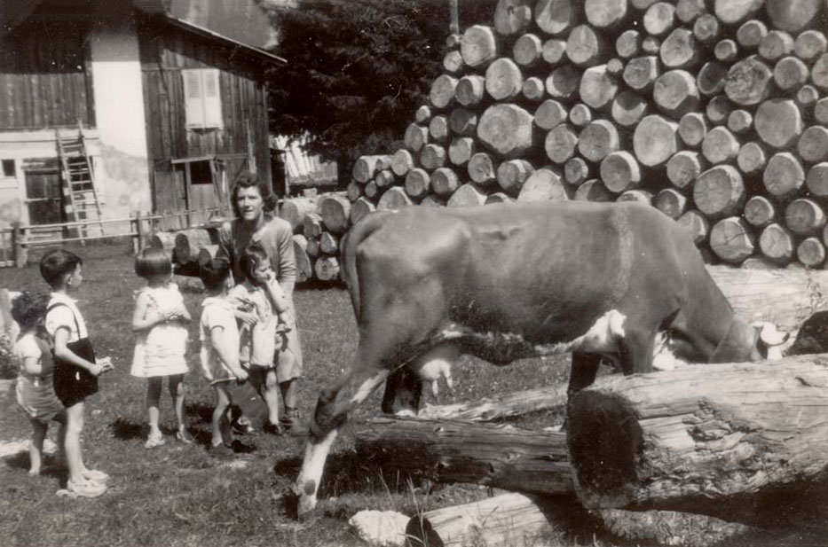 Children of the home in Chamonix, next to the chalet used for the summer camp in Chamonix, 1943-1944