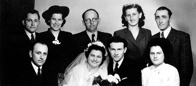 Simcha and Hanna Goldstein on their wedding day. Bratislava, 1946 Simcha and Hanna Goldstein on their wedding day. Bratislava, 1946