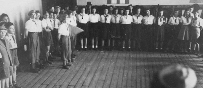 Members of Bnei Akiva at assembly. Bratislava, 1946 Members of Bnei Akiva at assembly. Bratislava, 1946