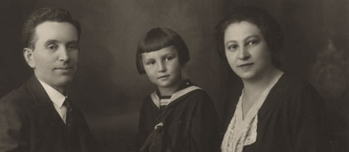 Bratislava, 1930. Marta Woldner and her parents, Adolf and Berta. Marta perished in the Holocaust. Her parents survived Bratislava, 1930. Marta Woldner and her parents, Adolf and Berta. Marta perished in the Holocaust. Her parents survived
