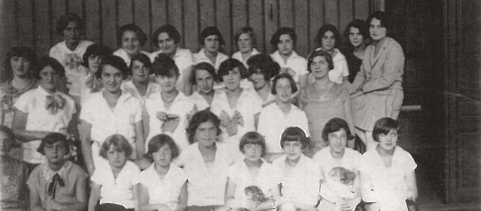 Female members of the Maccabi Hatzair youth movement, 8 July 1928 Female members of the Maccabi Hatzair youth movement, 8 July 1928