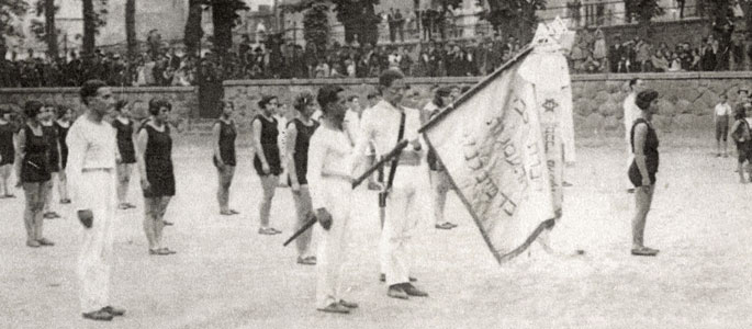 Members of the Maccabi Hatzair youth movement, 16 July 1928 Members of the Maccabi Hatzair youth movement, 16 July 1928