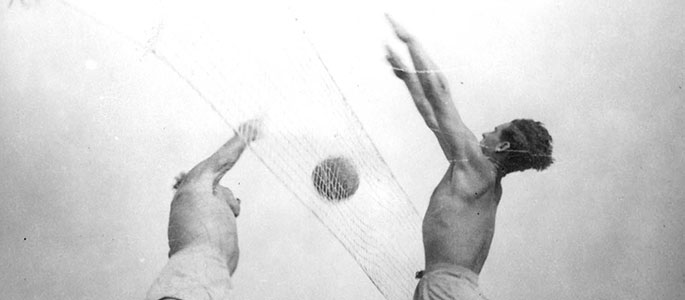 A volleyball game in the Nováky force labor camp, Slovakia