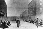 Warsaw, Jews collected at the Umschlagplatz prior to deportation, under the supervision of SS men Warsaw, Jews collected at the Umschlagplatz prior to deportation, under the supervision of SS men