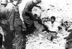 Soldiers of the Waffen SS extracting a Jewish combatant from a bunker during the suppression of the Warsaw Ghetto uprising Soldiers of the Waffen SS extracting a Jewish combatant from a bunker during the suppression of the Warsaw Ghetto uprising