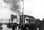 A burning street in the Warsaw Ghetto, during the suppression of the Warsaw Ghetto uprising A burning street in the Warsaw Ghetto, during the suppression of the Warsaw Ghetto uprising