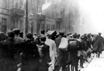 Jews being led to the Umschlagplatz during the suppression of the Warsaw Ghetto uprising Jews being led to the Umschlagplatz during the suppression of the Warsaw Ghetto uprising