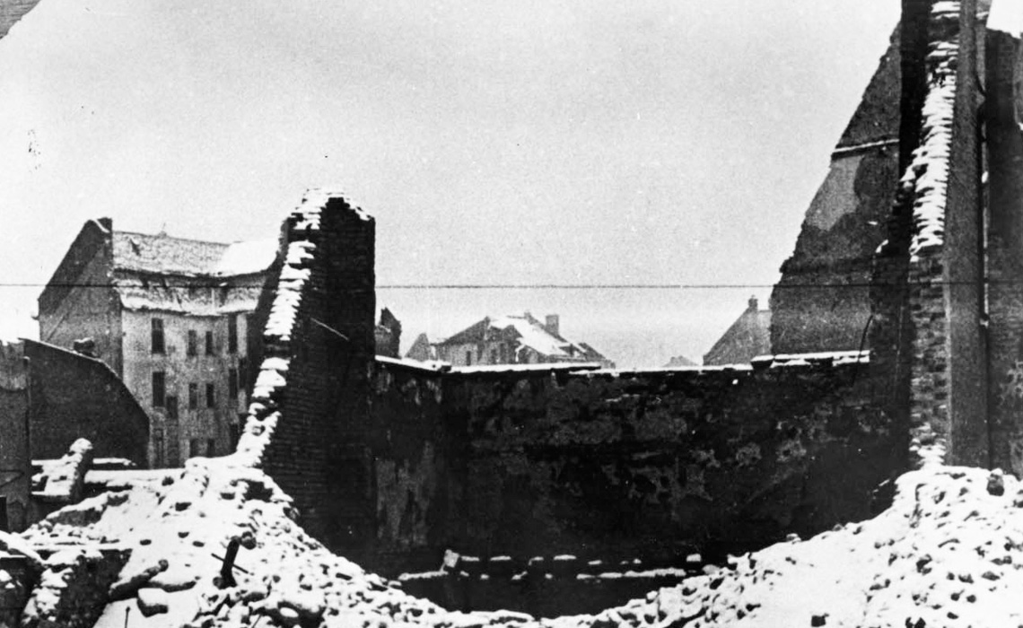 Zerstörte Synagoge in Frankfurt am Main, November 1938