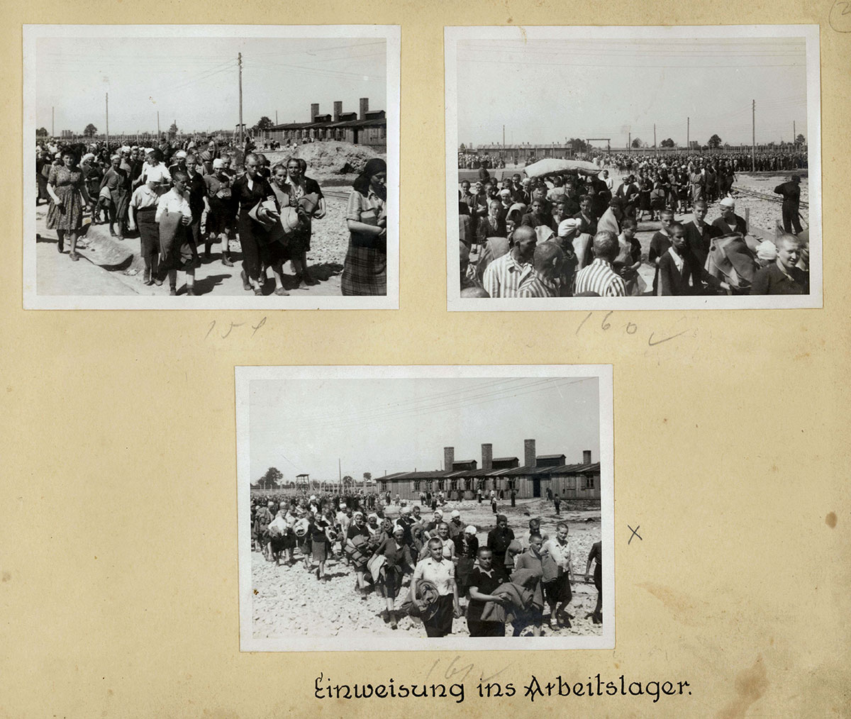 Jewish men and women prisoners on the way to their barracks