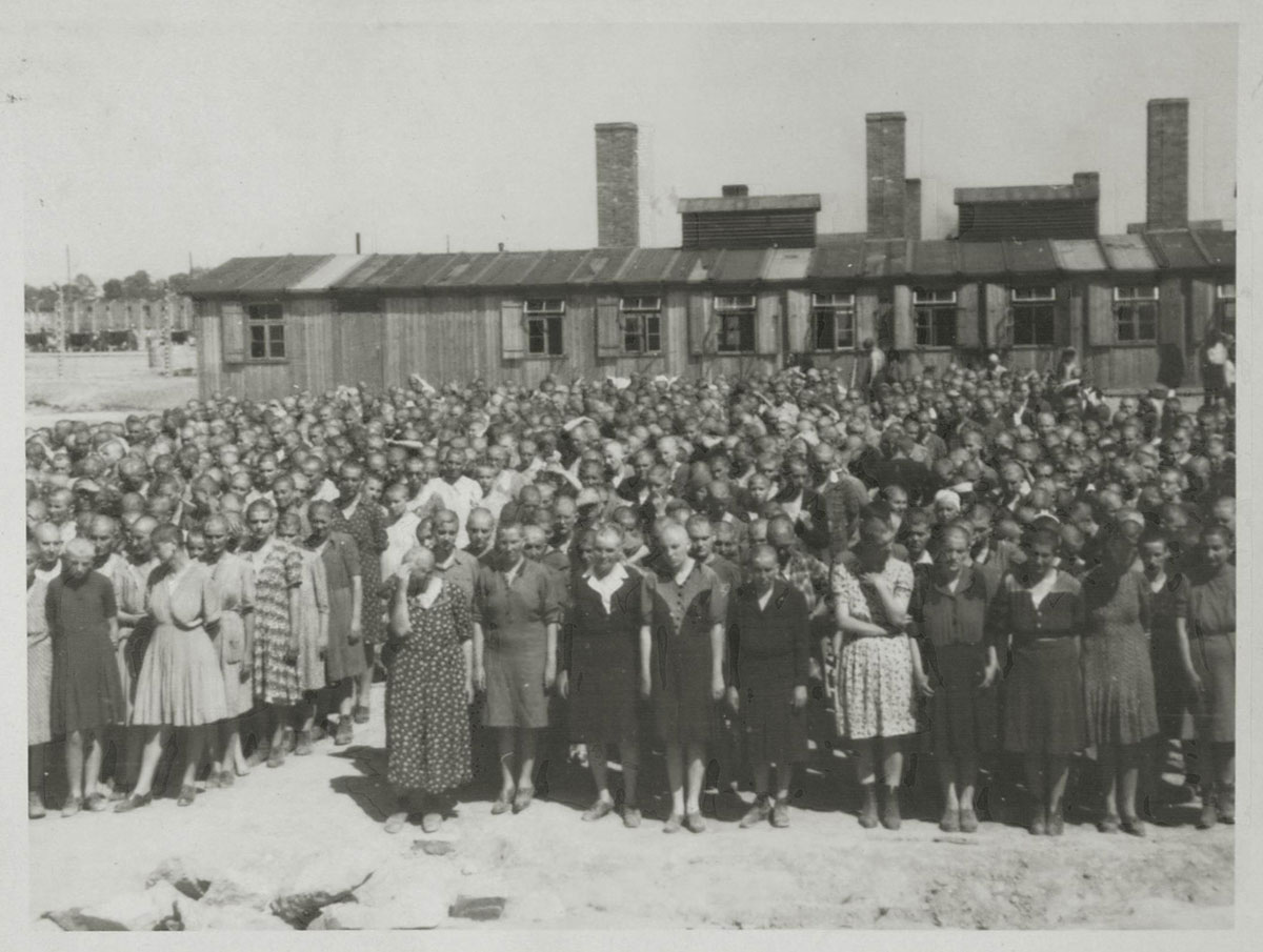 Roll call in front of the kitchen building