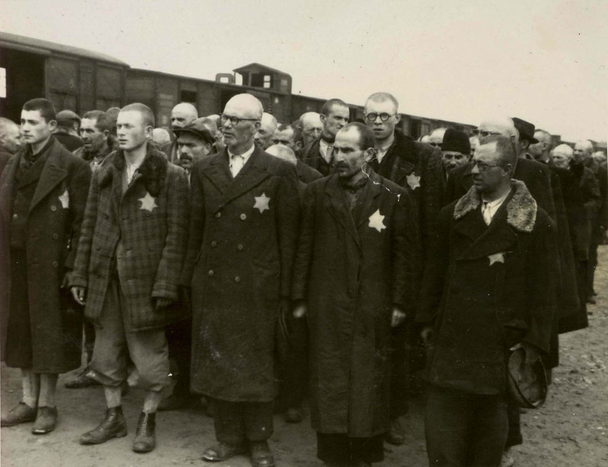 Jewish men after the selection 