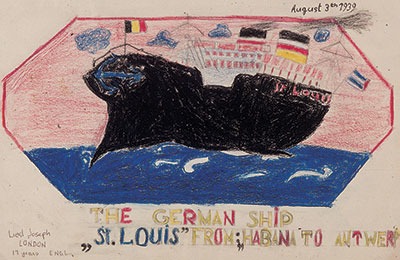 A drawing of the ship the St. Louis that 13 year old Liesel Joseph drew