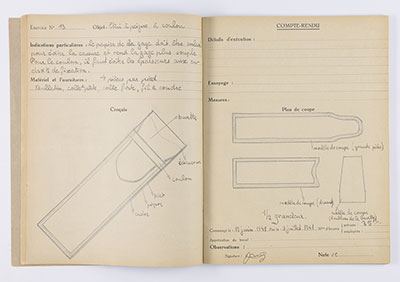Stephan Lewy's notebook of sketches from the leather workshop run by Leon König in Chabannes