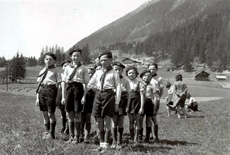 The children of the home in Chamonix in uniform during a Scout activity at the summer camp, Chamonix, 1943-1944