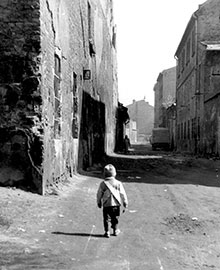 Krakow, Poland, a boy in a ghetto street