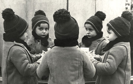 Reflected image of Zalman Levinson, Riga, 1937. Zalman and his family were murdered in Riga in 1941