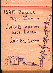 "Jacob's Dream", as drawn by Eliezer Dasberg for his young daughter Dina in a notebook in the Bergen-Belsen camp