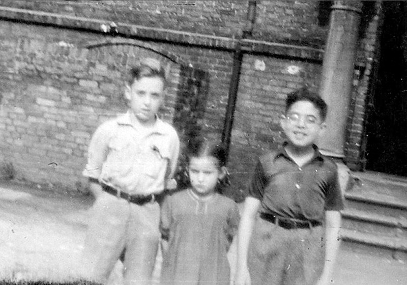 Alfred Mazeh (from left) at the children's home in Zabrze after the war