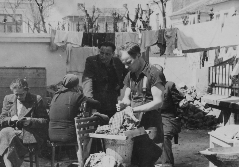 Leo-Yehuda Knesbach (later Ben-Yehoshua) at the refugee center in Romania before his immigration to Eretz Israel (Mandatory Palestine), 1939