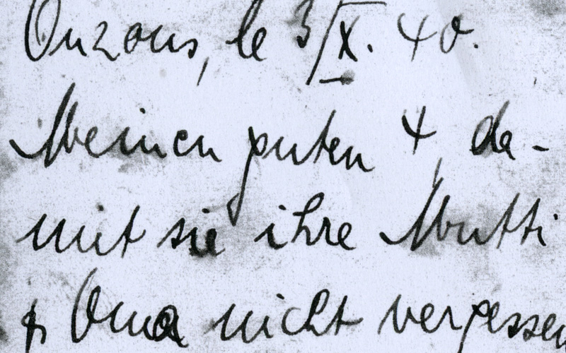 The reverse side of the photo that Anne Meininger sent from France