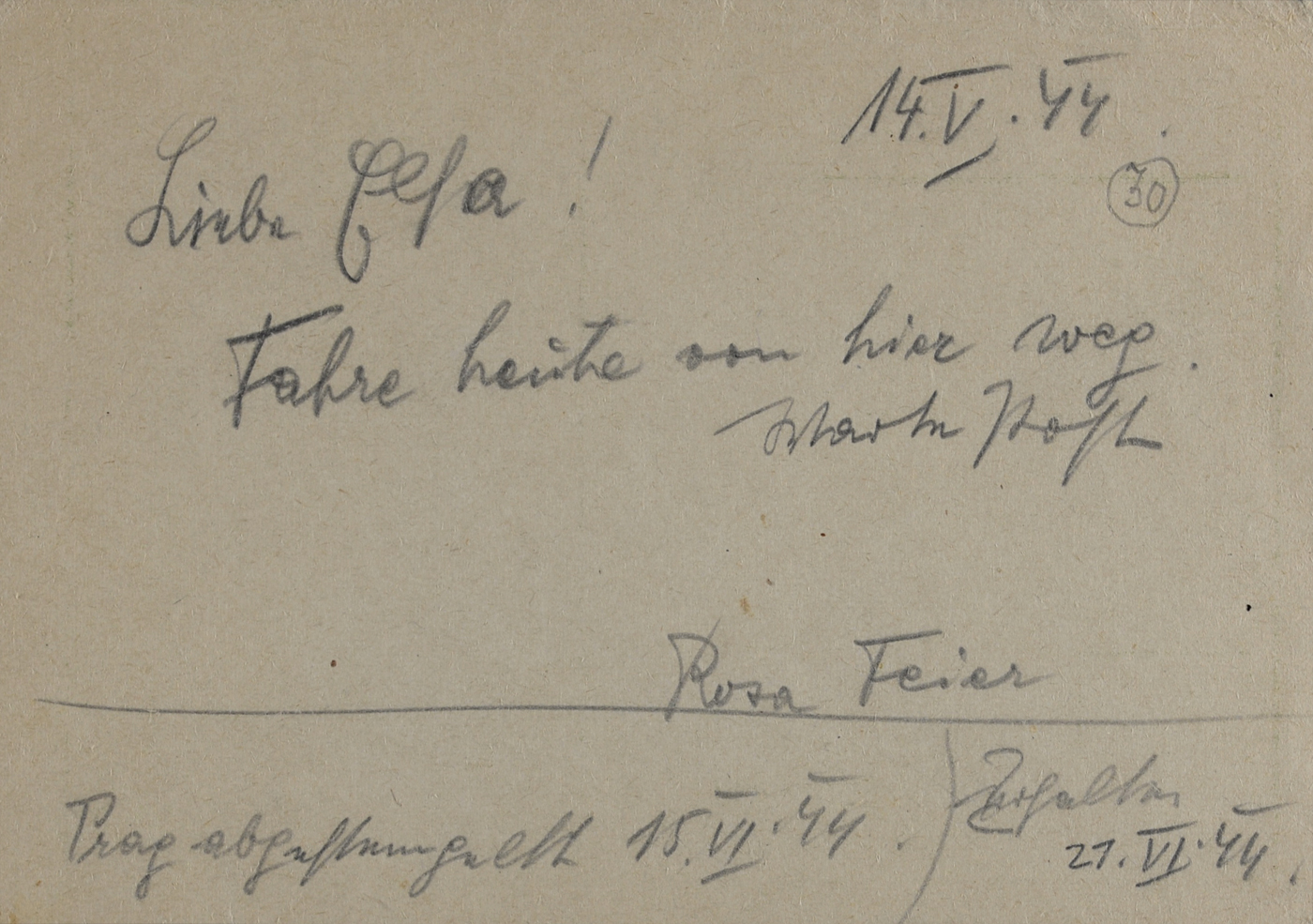 Rosa Feier's Last Letter