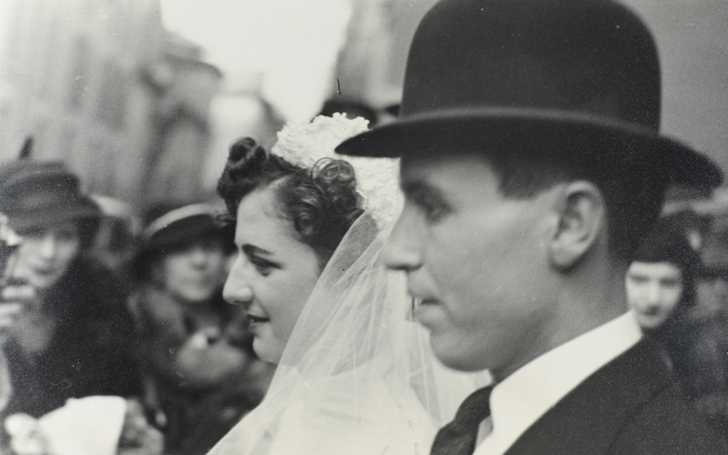 Claire-Clara Sorias (Arditti de soltera) y Moϊse-Moshé Sorias en el día de su boda, Milán, Italia (1938)