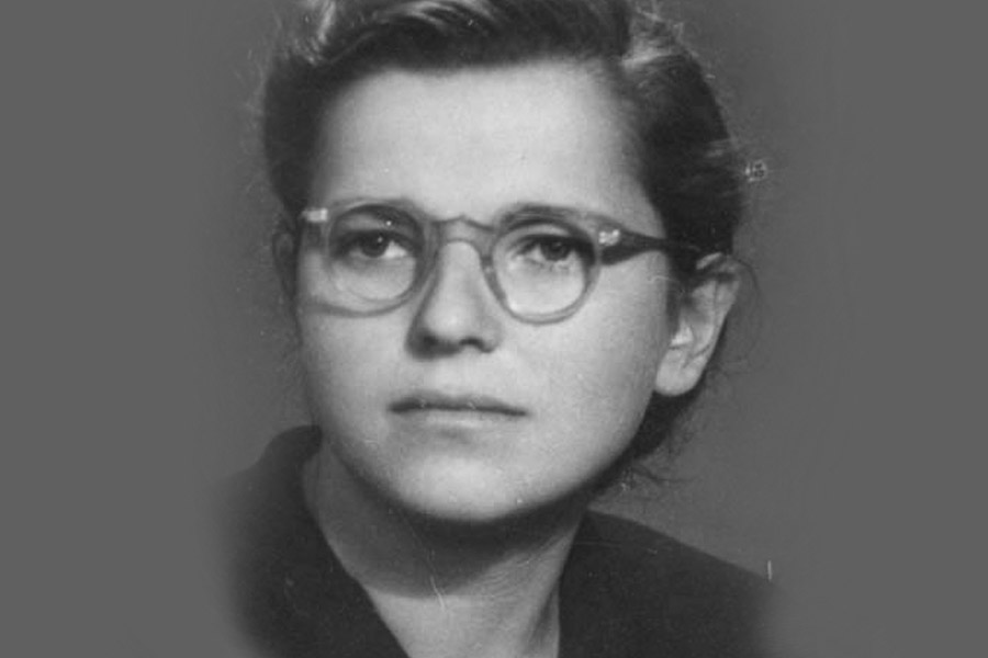 Chana Grynberg in Otwock; the picture was given to the director of the home on the date of Chana’s depature, August 30, 1949