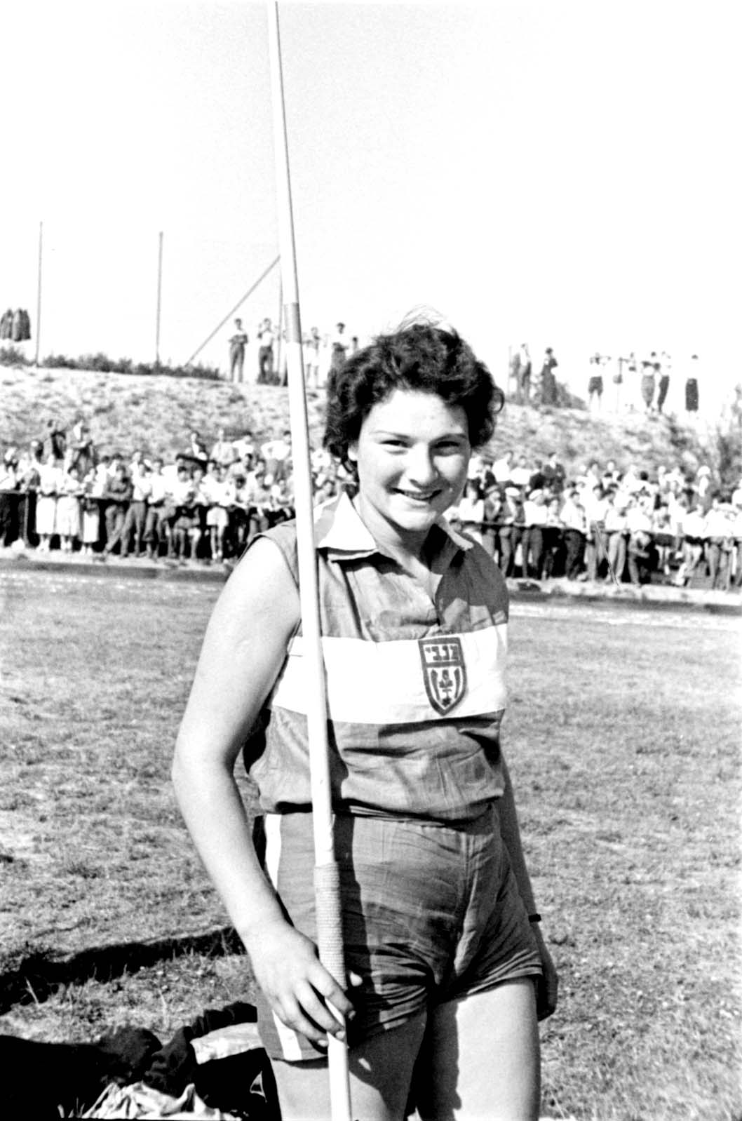 Berlin, Germany, 16/6/1935, Martel Yakob, from Maccabi, with a javelin at the Maccabi Berlin International Sports Day