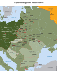 Mapa de los guetos más notorios.
Museo de Yad Vashem.