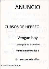 Anuncio para cursos de hebreo