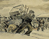 Бен-Цион Йосэф (Нолик) Шмидт (1925-1944), “Депортация жителей площади Демократо, Салоники, Греция”, 1942. Акварель, чернила, бумага.