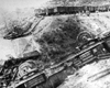 Вильнюс, Литва. Железнодорожный состав, подорванный партизанами.